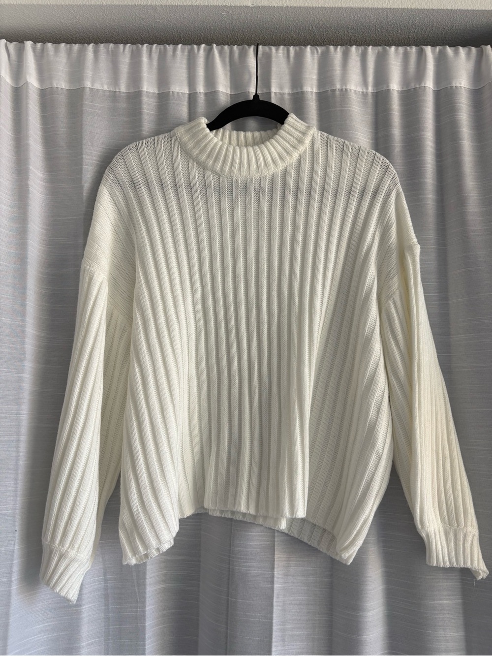 Princess Polly Classic Cream Ribbed Mock Neck Sweater - Women